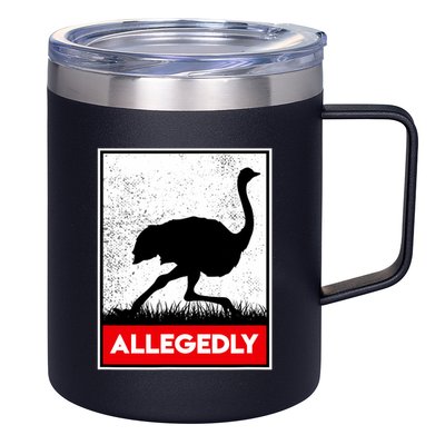 Allegedly Ostrich Co. Allegedly Ostrich Funny Flightless Bird Unisex Black 12oz Stainless Steel Coffee Mug