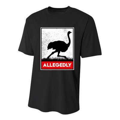 Allegedly Ostrich Co. Allegedly Ostrich Funny Flightless Bird Unisex Black Youth Performance Sprint T-Shirt