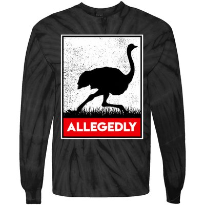 Allegedly Ostrich Co. Allegedly Ostrich Funny Flightless Bird Unisex Black Tie-Dye Long Sleeve Shirt