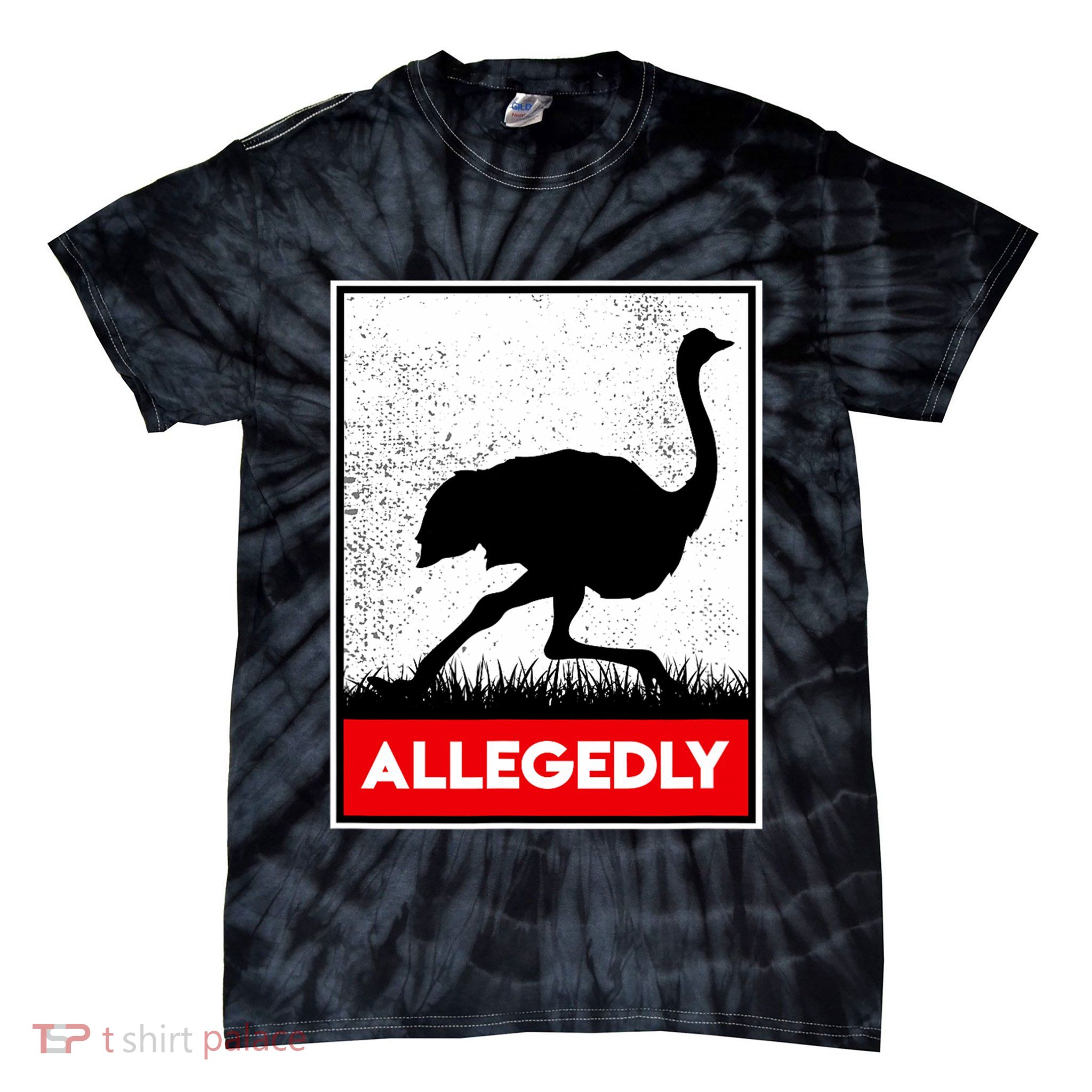 Allegedly Ostrich Co. Allegedly Ostrich Funny Flightless Bird Unisex Black Tie-Dye T-Shirt