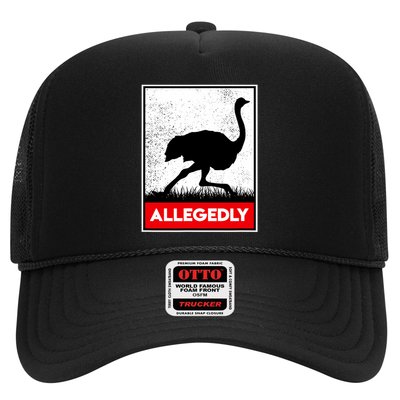 Allegedly Ostrich Co. Allegedly Ostrich Funny Flightless Bird Unisex Black Trucker Hat