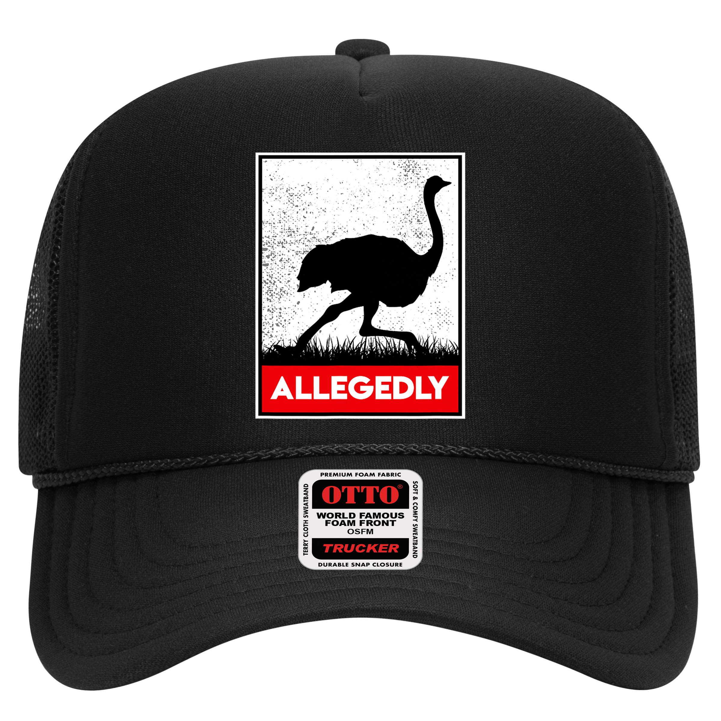 Allegedly Ostrich Co. Allegedly Ostrich Funny Flightless Bird Unisex Black Hat