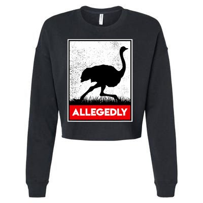 Allegedly Ostrich Co. Allegedly Ostrich Funny Flightless Bird Unisex Black Cropped Pullover Crew