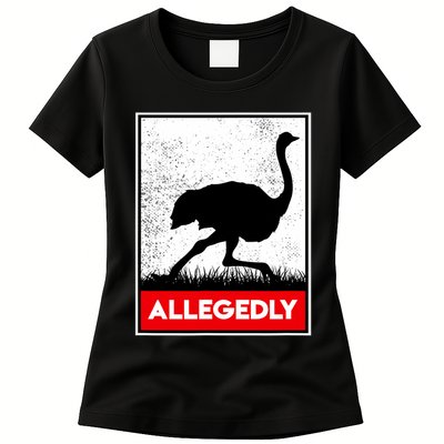 Allegedly Ostrich Co. Allegedly Ostrich Funny Flightless Bird Unisex Black Womens T-Shirt