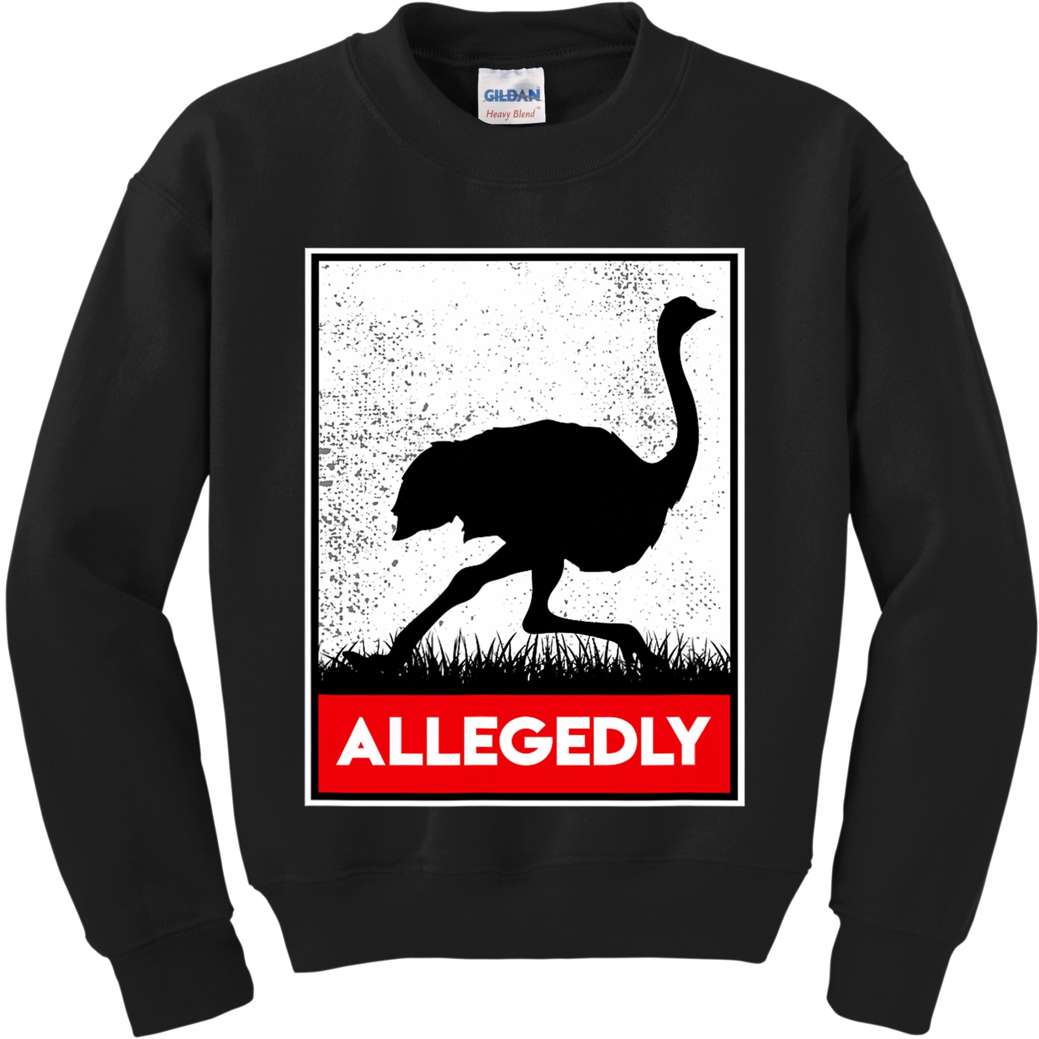 Allegedly Ostrich Co. Allegedly Ostrich Funny Flightless Bird Unisex Black Kids Sweatshirt