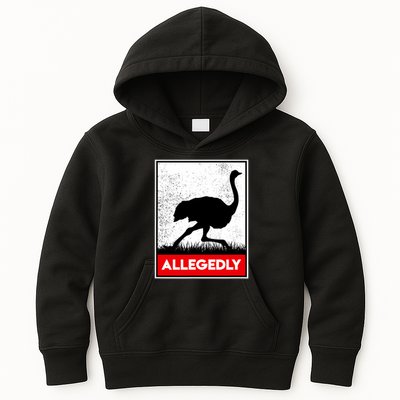 Allegedly Ostrich Co. Allegedly Ostrich Funny Flightless Bird Unisex Black Kids Hoodie