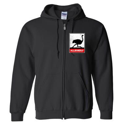Allegedly Ostrich Co. Allegedly Ostrich Funny Flightless Bird Unisex Black Full Zip Hoodie