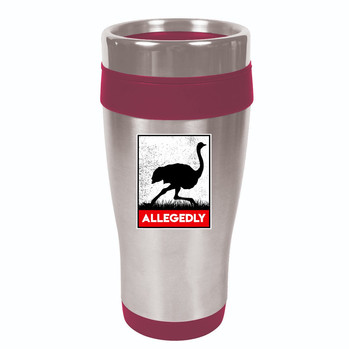 Allegedly Ostrich Co. Allegedly Ostrich Funny Flightless Bird Unisex Black 16oz Travel Tumbler