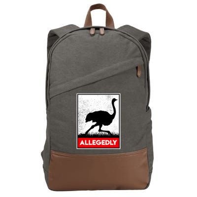 Allegedly Ostrich Co. Allegedly Ostrich Funny Flightless Bird Unisex Black Cotton Canvas Backpack