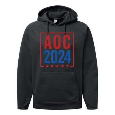 Alexandria Ocasio Cortez For President AOC 2024 Election Performance Fleece Hoodie