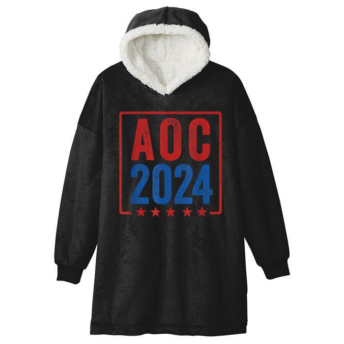 Alexandria Ocasio Cortez For President AOC 2024 Election Hooded Wearable Blanket