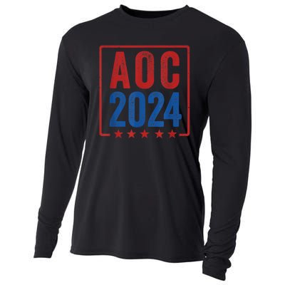 Alexandria Ocasio Cortez For President AOC 2024 Election Cooling Performance Long Sleeve Crew