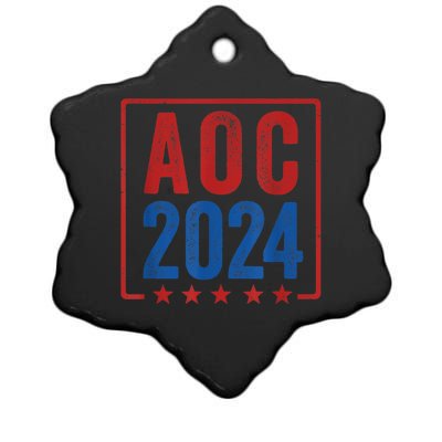 Alexandria Ocasio Cortez For President AOC 2024 Election Ceramic Star Ornament