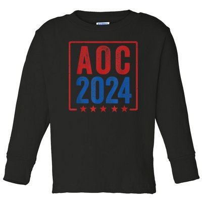 Alexandria Ocasio Cortez For President AOC 2024 Election Toddler Long Sleeve Shirt