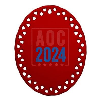 Alexandria Ocasio Cortez For President AOC 2024 Election Ceramic Oval Ornament