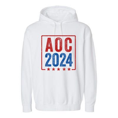 Alexandria Ocasio Cortez For President AOC 2024 Election Garment-Dyed Fleece Hoodie