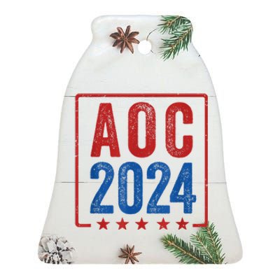 Alexandria Ocasio Cortez For President AOC 2024 Election Ceramic Bell Ornament