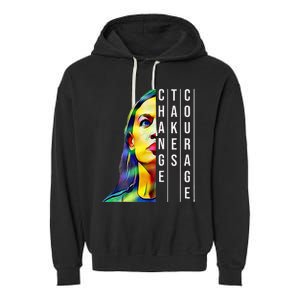 Alexandria Ocasio Cortez Aoc Feminist Political Garment-Dyed Fleece Hoodie