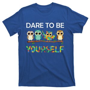 Autism Owl Dare To Be Yours Angle Autism Awareness Puzzle Gift T-Shirt