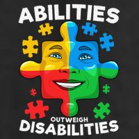 Abilities Outweigh Disabilities Autism Awareness Inspiring 7 Panel Mesh Trucker Snapback Hat