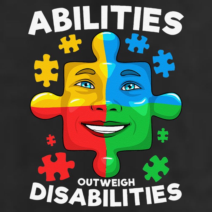 Abilities Outweigh Disabilities Autism Awareness Inspiring 7 Panel Mesh Trucker Snapback Hat