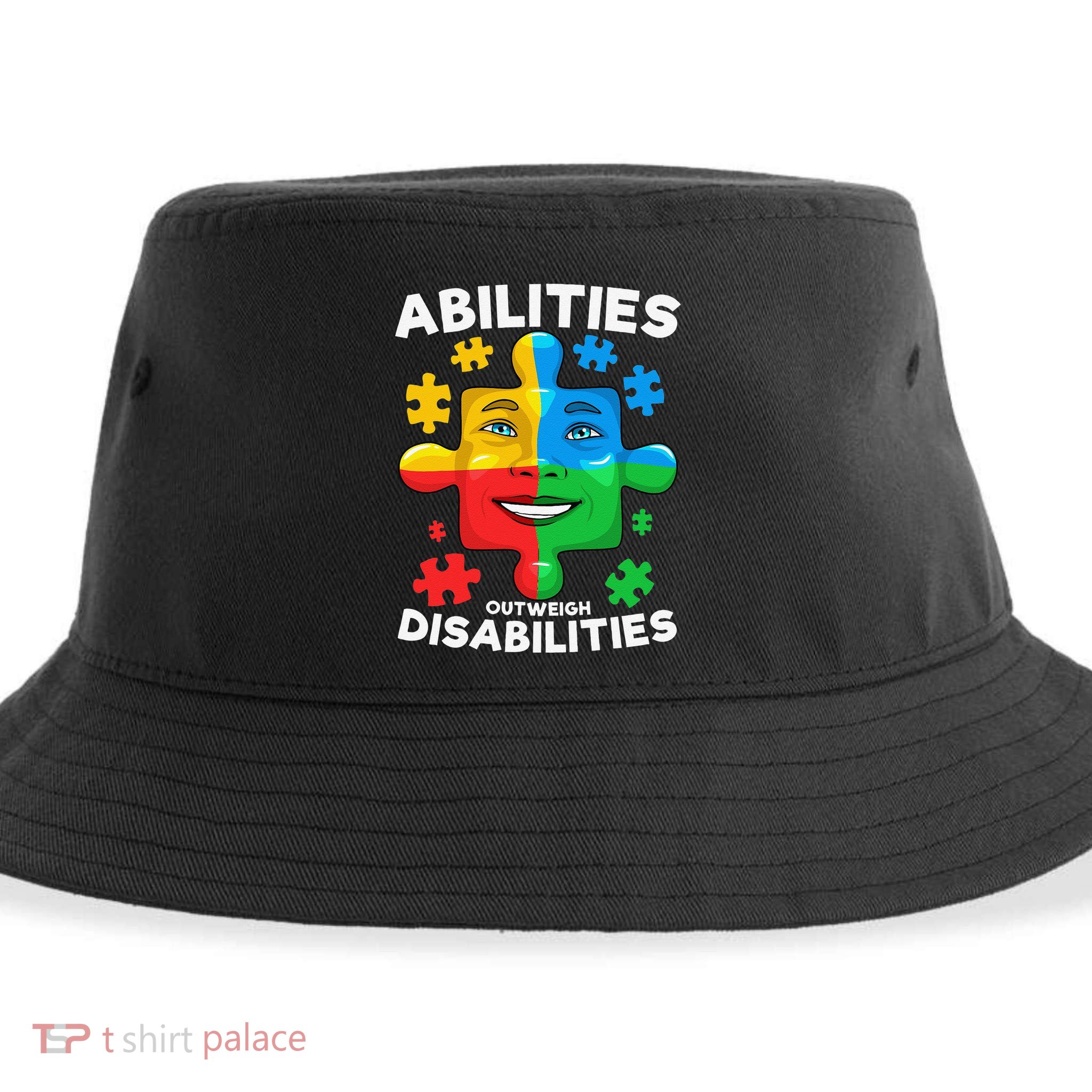Abilities Outweigh Disabilities Autism Awareness Inspiring Sustainable Bucket Hat