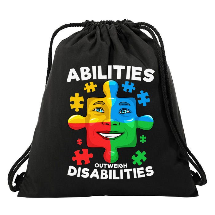 Abilities Outweigh Disabilities Autism Awareness Inspiring Drawstring Bag