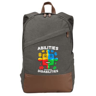 Abilities Outweigh Disabilities Autism Awareness Inspiring Cotton Canvas Backpack