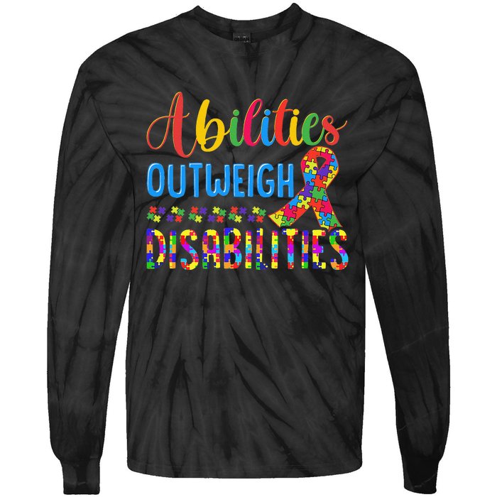 Abilities Outweigh Disabilities, Disability Awareness Tie-Dye Long Sleeve Shirt