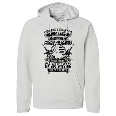 AMERICAN Oath Defend The Constitution Army Veteran Performance Fleece Hoodie