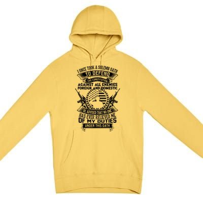 AMERICAN Oath Defend The Constitution Army Veteran Premium Pullover Hoodie