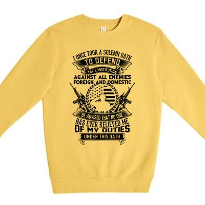 AMERICAN Oath Defend The Constitution Army Veteran Premium Crewneck Sweatshirt