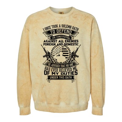 AMERICAN Oath Defend The Constitution Army Veteran Colorblast Crewneck Sweatshirt