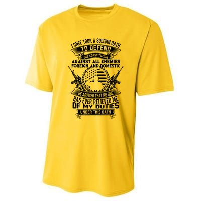 AMERICAN Oath Defend The Constitution Army Veteran Performance Sprint T-Shirt