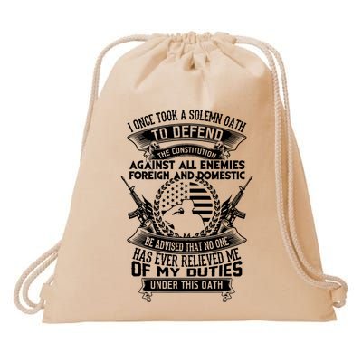 AMERICAN Oath Defend The Constitution Army Veteran Drawstring Bag