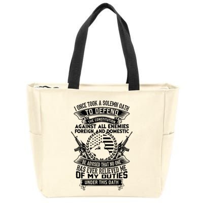 AMERICAN Oath Defend The Constitution Army Veteran Zip Tote Bag