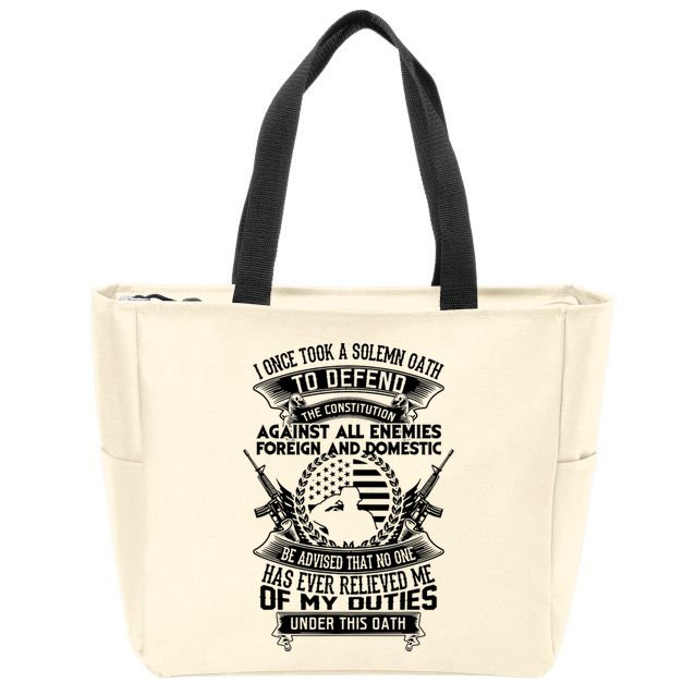AMERICAN Oath Defend The Constitution Army Veteran Zip Tote Bag