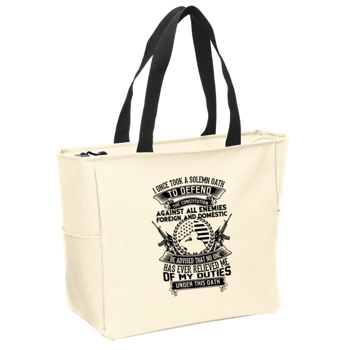 AMERICAN Oath Defend The Constitution Army Veteran Zip Tote Bag