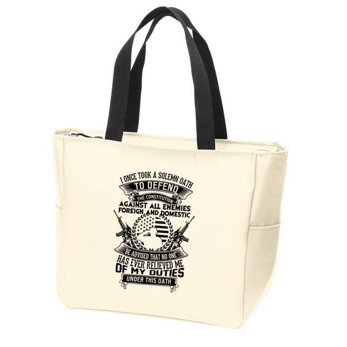 AMERICAN Oath Defend The Constitution Army Veteran Zip Tote Bag