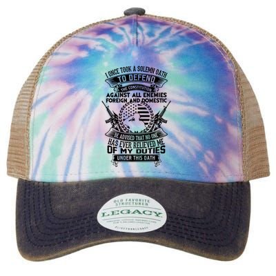 AMERICAN Oath Defend The Constitution Army Veteran Legacy Tie Dye Trucker Hat