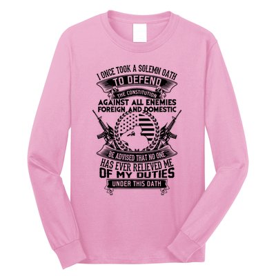 AMERICAN Oath Defend The Constitution Army Veteran Long Sleeve Shirt