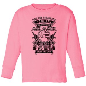 AMERICAN Oath Defend The Constitution Army Veteran Toddler Long Sleeve Shirt