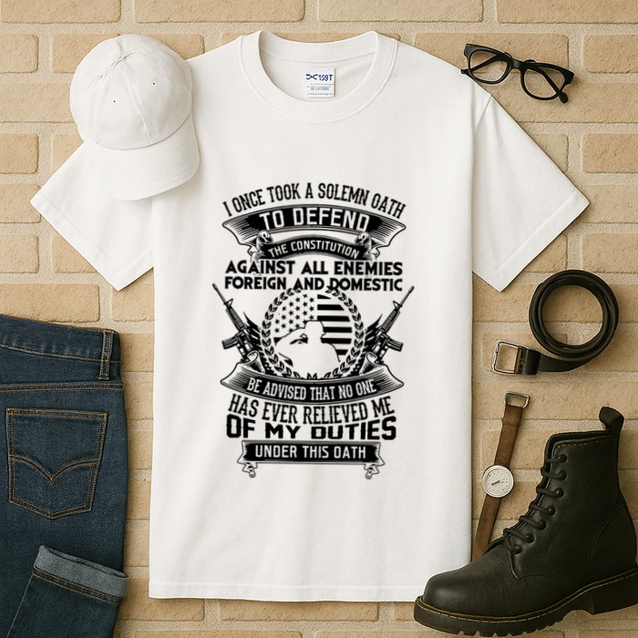 AMERICAN Oath Defend The Constitution Army Veteran Tall T-Shirt