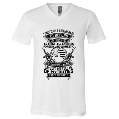 AMERICAN Oath Defend The Constitution Army Veteran V-Neck T-Shirt