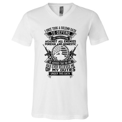 AMERICAN Oath Defend The Constitution Army Veteran V-Neck T-Shirt