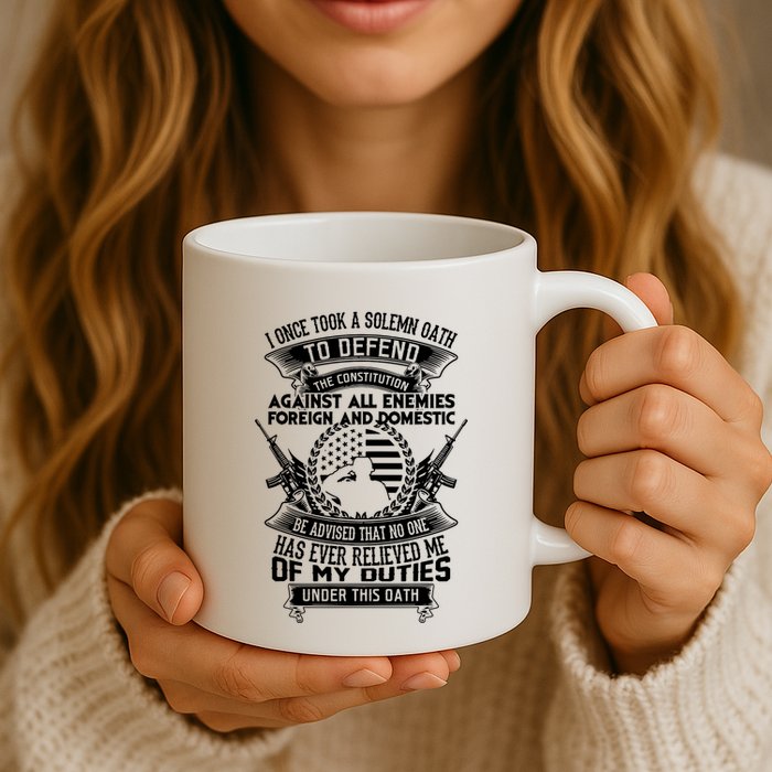 AMERICAN Oath Defend The Constitution Army Veteran Mug