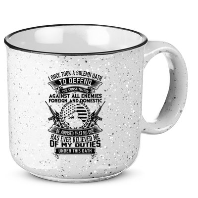 AMERICAN Oath Defend The Constitution Army Veteran 15oz Campfire Ceramic Mug