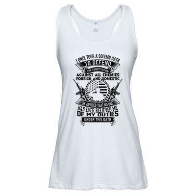 AMERICAN Oath Defend The Constitution Army Veteran Ladies Essential Flowy Tank