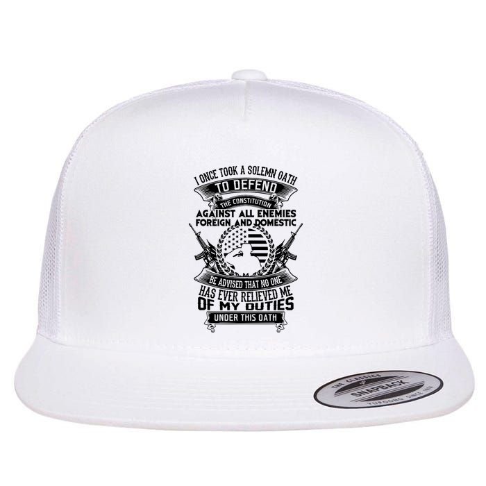 AMERICAN Oath Defend The Constitution Army Veteran Flat Bill Trucker Hat
