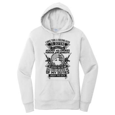 AMERICAN Oath Defend The Constitution Army Veteran Women's Pullover Hoodie